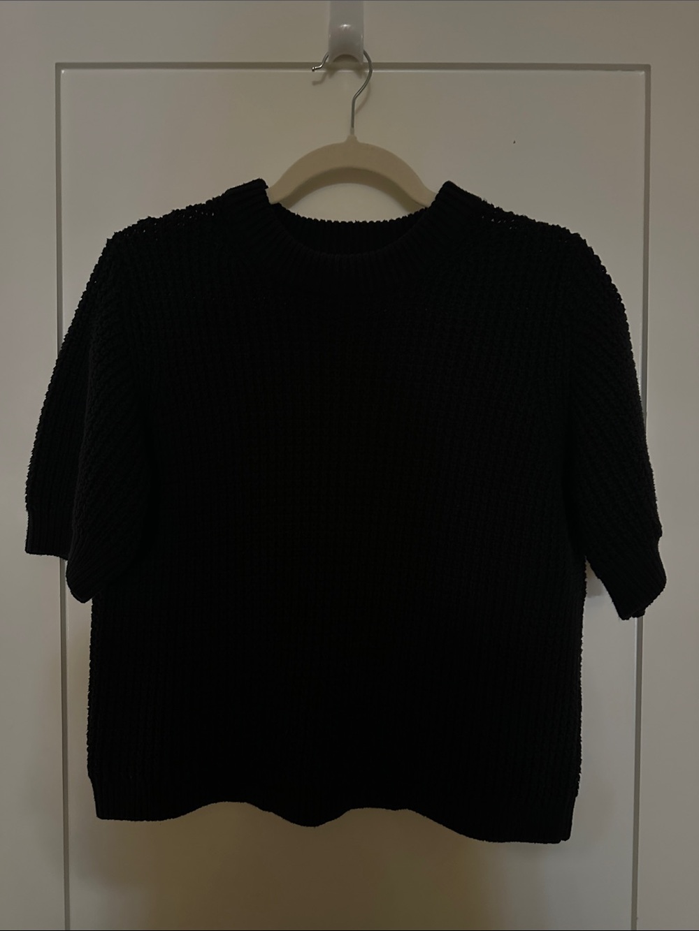 Black French Connection Short-Sleeve Knit Sweater - M